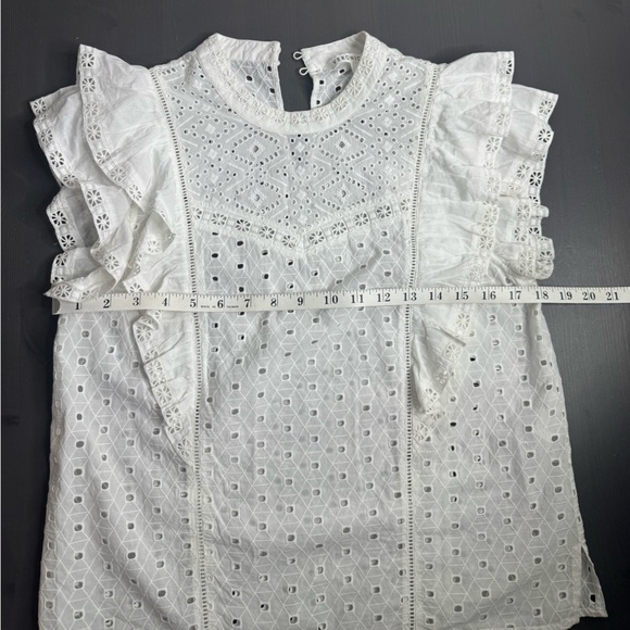 Veronica Beard Jie Eyelet and Lace Top in White - Picture 9 of 10